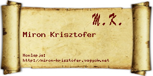 Miron Krisztofer névjegykártya